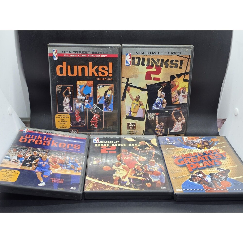 Lot Of 5 NBA Street Dunks 1 + 2 Ankle Breakers 1 + 2 100 Greatest Plays (DVD/CD)